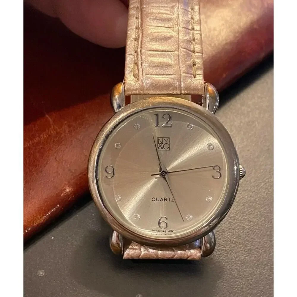 Women's 35mm Silver Tone NY&C Watch, Crystal Accented Dial